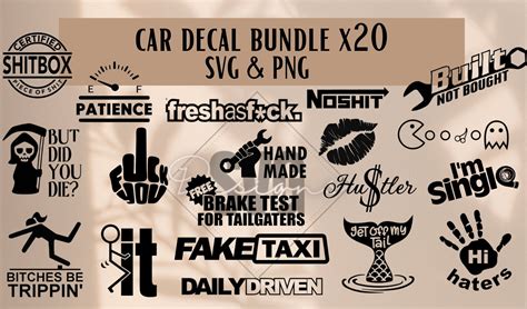 Car Decal Svg Bundle X20-car Stickers-car Decals-funny Car Decal Svg ...