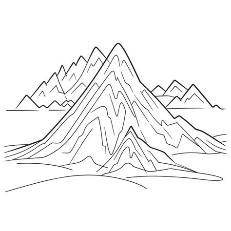 Outline Of Mountains Coloring Pages, Mountain Drawing, Ring Drawing, Color Drawing PNG ...