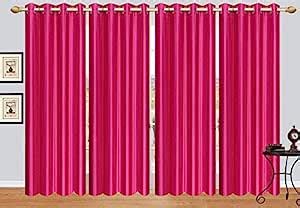 Buy IDOLESHOP Polyester Pink Plain Long Door Curtains (9 feet in Height ...