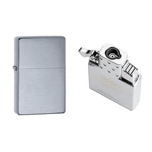 Combo of Zippo Brushed Chrome Vintage Windproof Pocket Lighter and ...