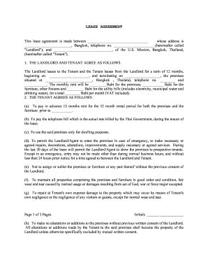 Bangkok Thailand Lease Agreement Form - Fill Out, Sign & Share Online ...