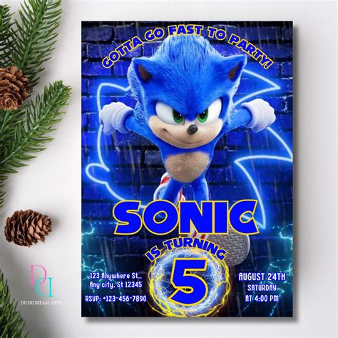 Editable Sonic Birthday Invitation, Sonic the Hedgehog Birthday ...