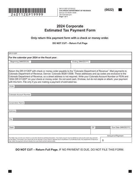 Form DR0112EP Download Fillable PDF or Fill Online Corporate Estimated ...