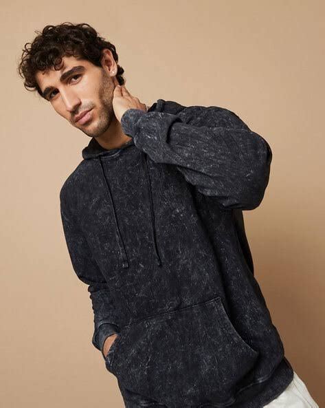 Midnight Fade: Black Acid Wash Hoodie – Evo Vogue