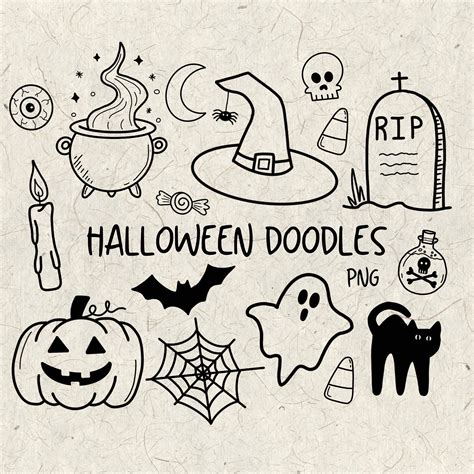 Halloween Doodles Hand Drawn Halloween Doodles PNG Digital Downloads ...