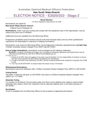 Fillable Online E2020/222 - Stage 2 Recall Election Fax Email Print ...