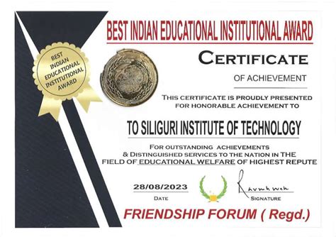Certificates and Awards of SIT | Siliguri Institute of Technology