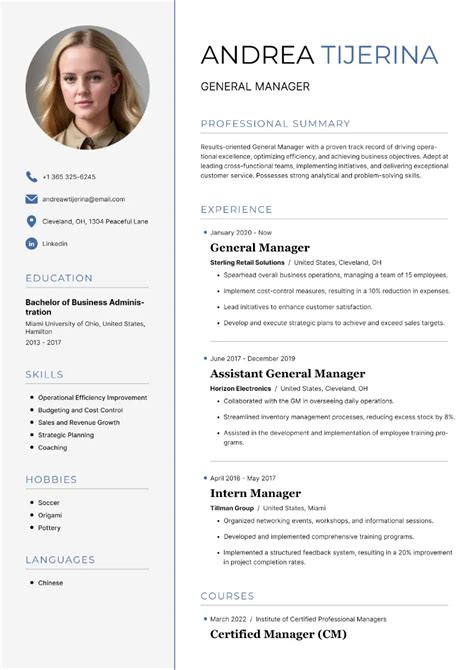 Manager Resume Examples 的图像结果