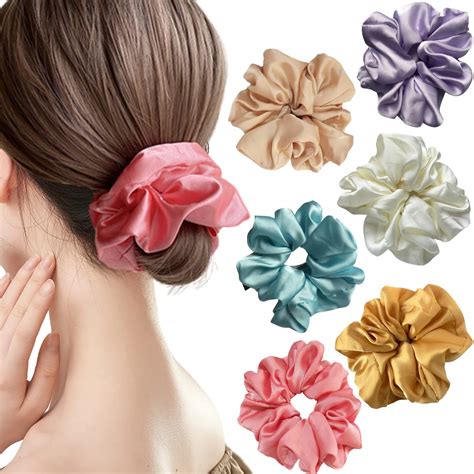 Amazon.com : Big Satin Scrunchies for Women, XL Oversized Hair ...