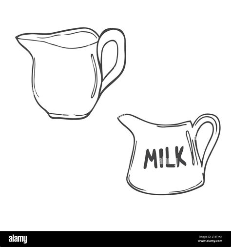 Set doodle icons - Jug and glasses with a drink - splashing and pouring ...