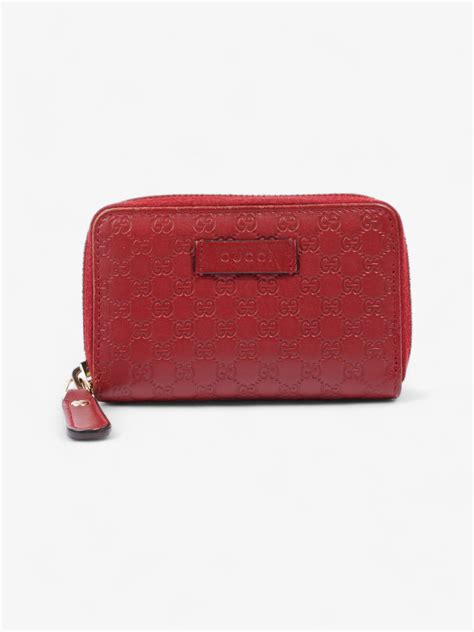 Gucci Micro Guccissima Compact Wallet Red Leather | Luxe Collective