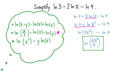Question Video: Simplifying Expressions with the Natural Log | Nagwa