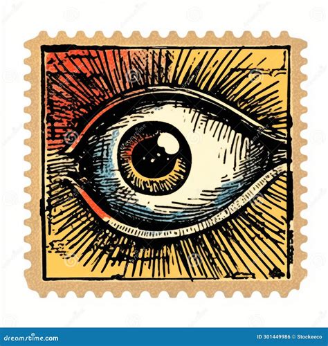 Vintage Postage Stamp with Eye and Butterfly Vector Stock Illustration ...