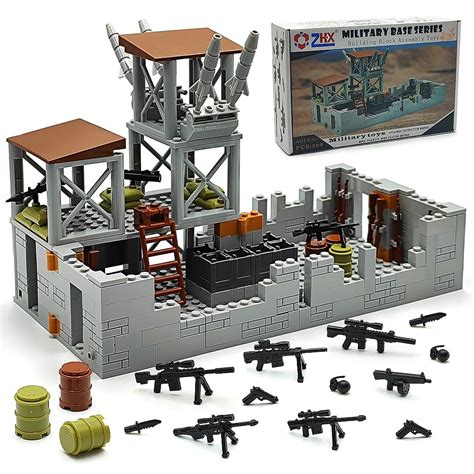 Zhxmilitary Base Building Brick Set For Army Minifigure War Accessories ...