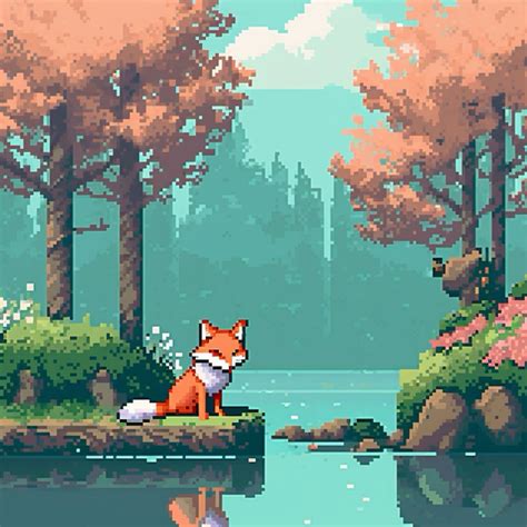 Pixel art fox in forest – Artofit