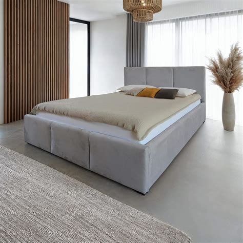 Letto matrimoniale 180x200 imbottito con contenitore TOP line 7 Velvet Grigio - prezzo, negozio ...