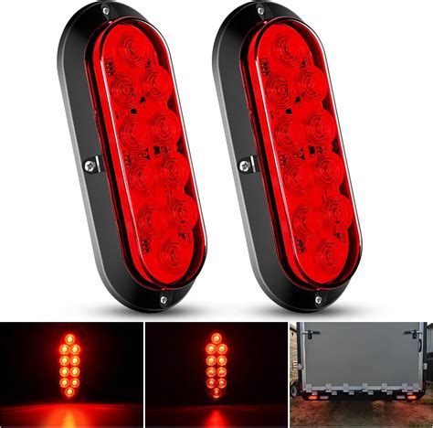 Amazon.com: Nilight 6 Inch Oval Red LED Trailer Tail Light Surface ...