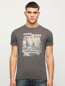 Pepe Jeans Graphic Print Men Crew Neck Grey T-Shirt - Buy Pepe Jeans ...