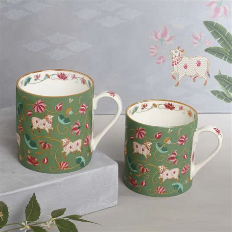 Kainaat Anandi Moss Green Mug (Two Mugs) – Purple Bird | Luxury Indian ...