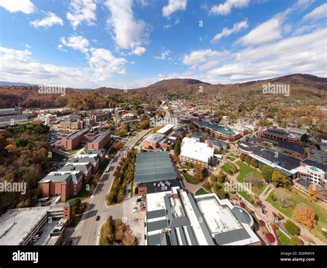 Aerial View of Appalachian State University Campus Amidst Peak Autumn ...