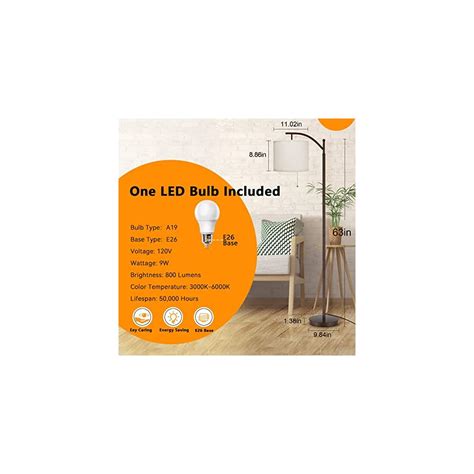 Buy JOOFO Floor Lamp with Pull Chain Switch - Standing Floor Lamp with ...