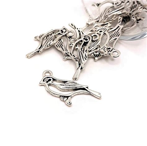 Silver Robin Bird Charms, 25x20mm, Count: 4 Pieces | Michaels