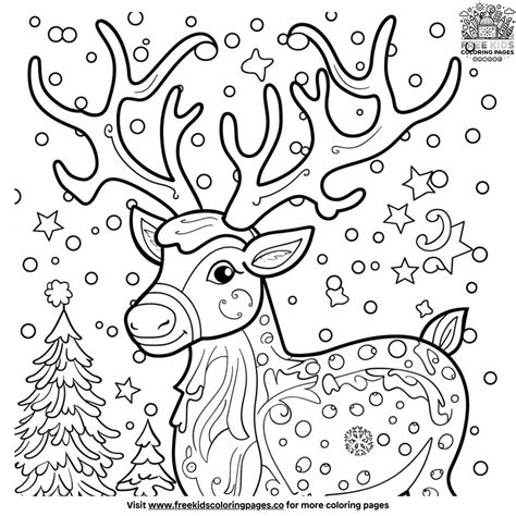 Christmas Patterned Reindeer Coloring Pages For Kids