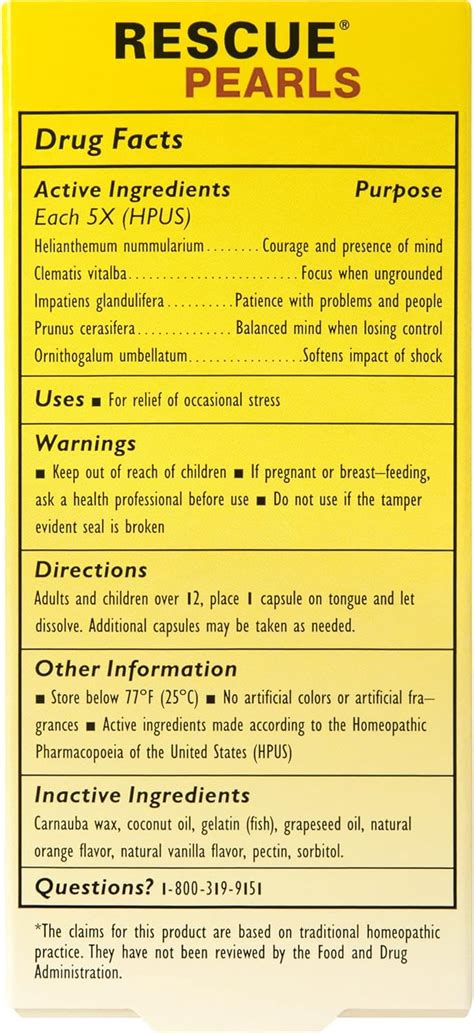 Buy Bach RESCUE PEARLS, Natural Orange Vanilla Flavor, Natural Stress ...