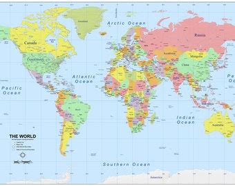 Detailed World Map Poster 的图像结果