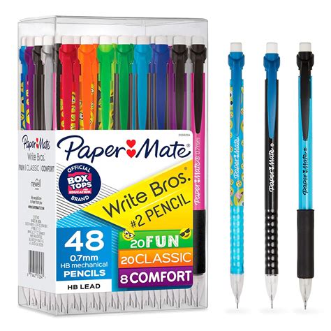 Paper Mate Mechanical Pencils, Write Bros. #2 Pencil, 0.7mm, Assorted ...