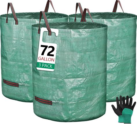 Amazon.com: 3 Pack 72 Gallon Reusable Yard Waste Bags Heavy Duty Lawn ...