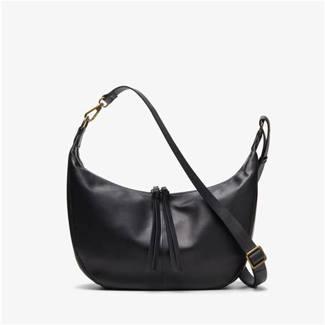 Womens Willow Moon Black Leather Shoulder Bag | Clarks