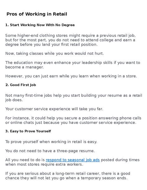 Pros of Working in Retail - Pros of Working in Retail Start Working Now ...