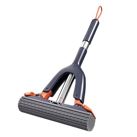 2 Pcs Sponge Mop with Brush - Heavy Duty Rubber Roller Mop for Floor ...