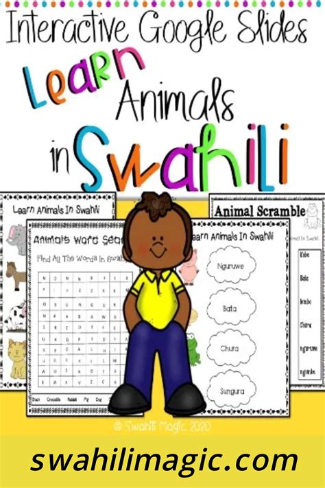 Animals in Swahili: Interactive Google Slides | Vocabulary activities, Interactive, Review ...