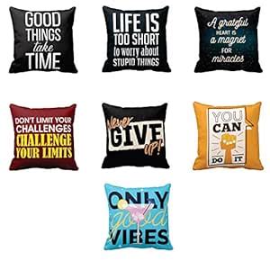Buy TheYaYaCafe® 20X20 inches Set of 7 Cushion Covers Good Things Take ...