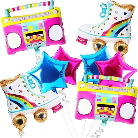 Buy Roller Skate Balloons Boom Box Foil Balloons for Retro Party ...