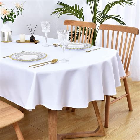 Amazon.com: Wolkemer Oval Tablecloth 60 x 84 Inch Washable Fabric Table ...