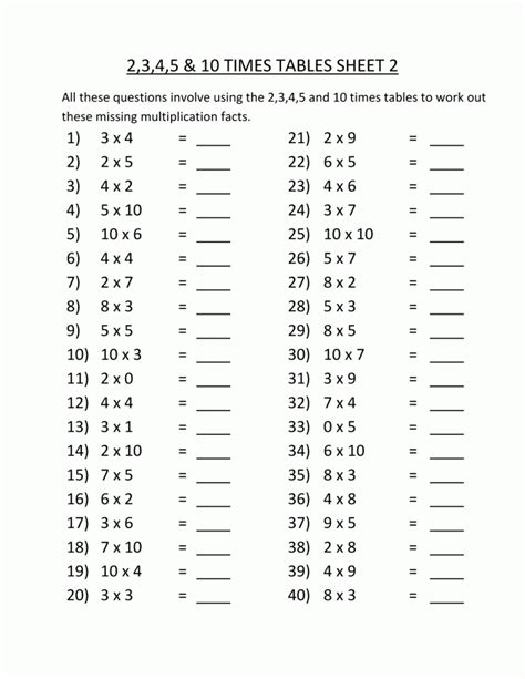 Image result for 3rd Grade Math Times Tables