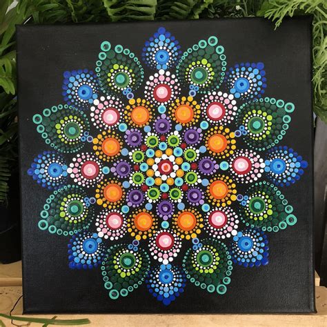 Dot Mandala on 10x10 stretched canvas | Dot art painting, Dots art, Mandala art lesson