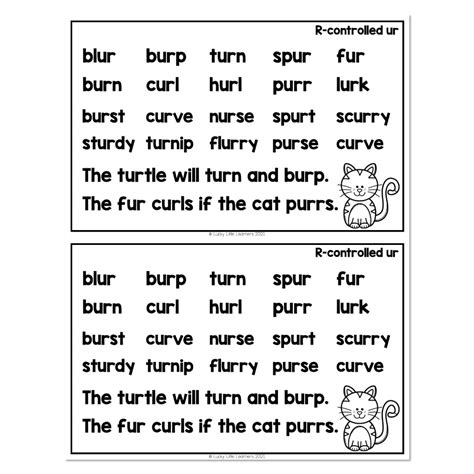 Lucky to Learn Phonics - Other Vowels - R-Controlled UR - Word and ...