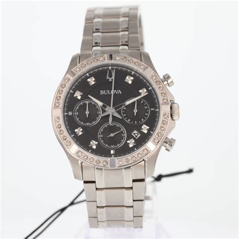 Bulova Classic Chronograph Diamond Black Dial Quartz Stainless Steel ...