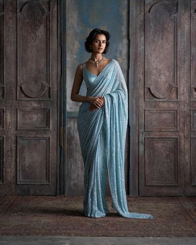 Fabulous Khichdi Sequence Embroidery Work Sky Blue Color Saree ...