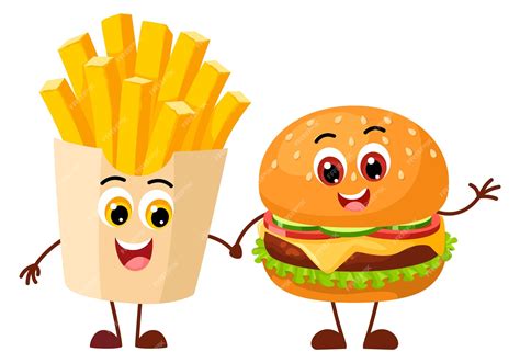 Premium Vector | Fast food mascots cartoon characters with happy faces