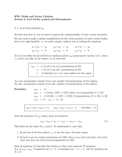 Lecture 5: Levi Civita Symbol and Determinants - IFW: Fields and Vector ...
