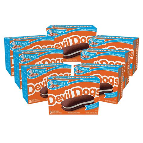 Drake's Bakery Snack Devil Dogs, 8 Count Creme Filled Cakes, 13.63oz (8 ...