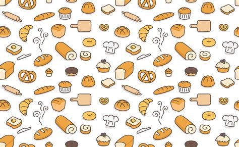 many kinds of bread seamless pattern Gift Wrap wallpaper background ...