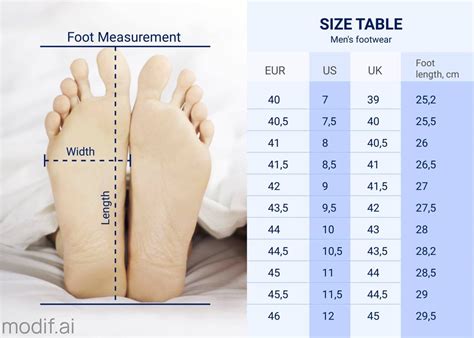 Men’s Shoe Size Chart – Charts | Diagrams | Graphs