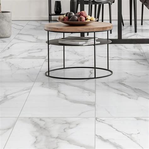 Dome White Shiny Ceramic Floor Tile - 600 x 600mm