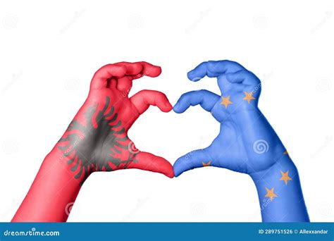 Albania European Union Heart, Hand Gesture Making Heart Stock Photo ...